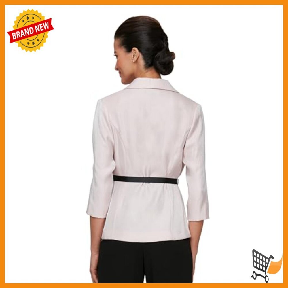Stretch Taffeta 3/4 Sleeve Formal Blouse with Tie Belt, Special Occasion - Picture 2 of 5